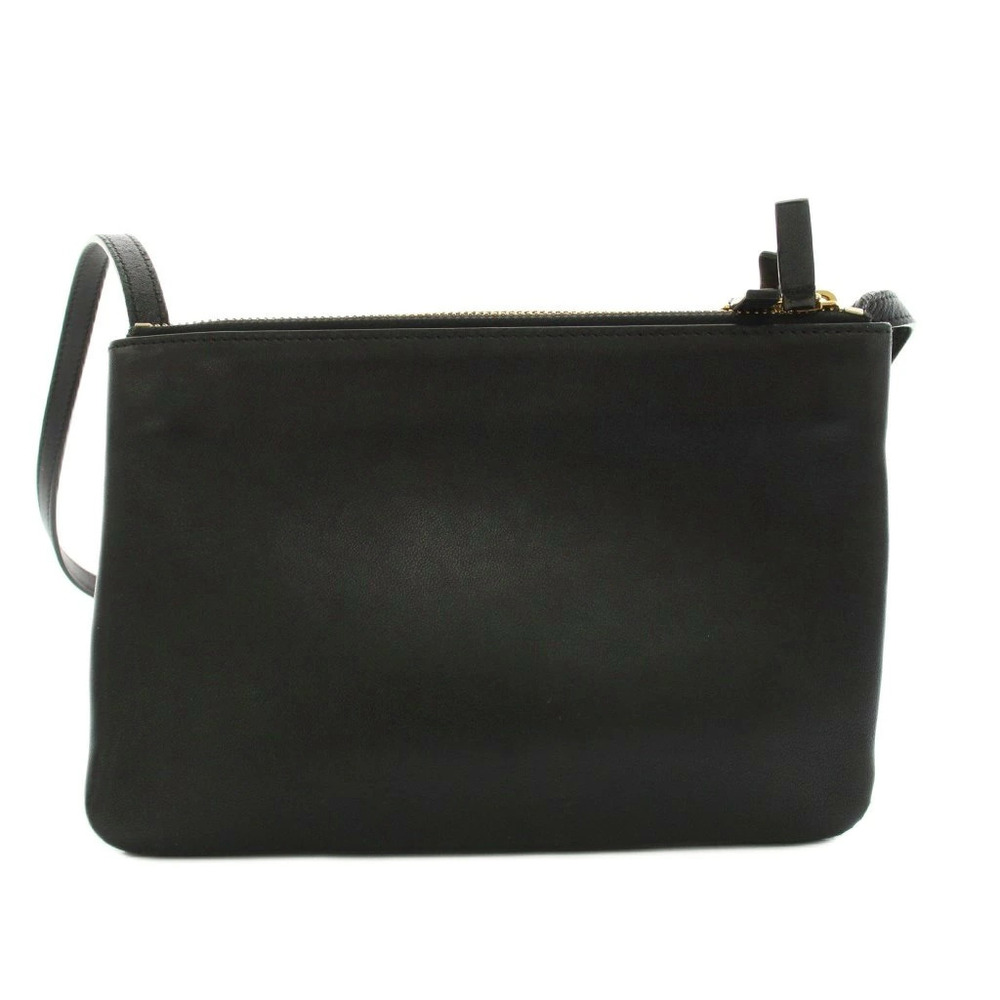 Celine Trio Shoulder Bag Leather Black